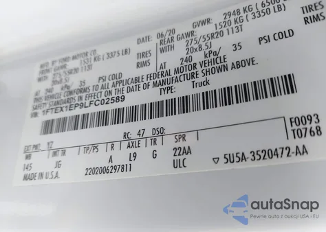 2020 Ford F-150 Xl from USA, damaged, VIN 1FTEX1EP9LFC02589